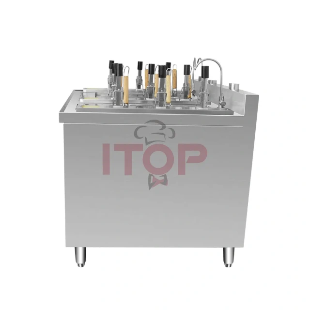 Digital Timing 9 Heads Automatic Lift-up Gas Noodle Cooker Pasta Cooking Machine