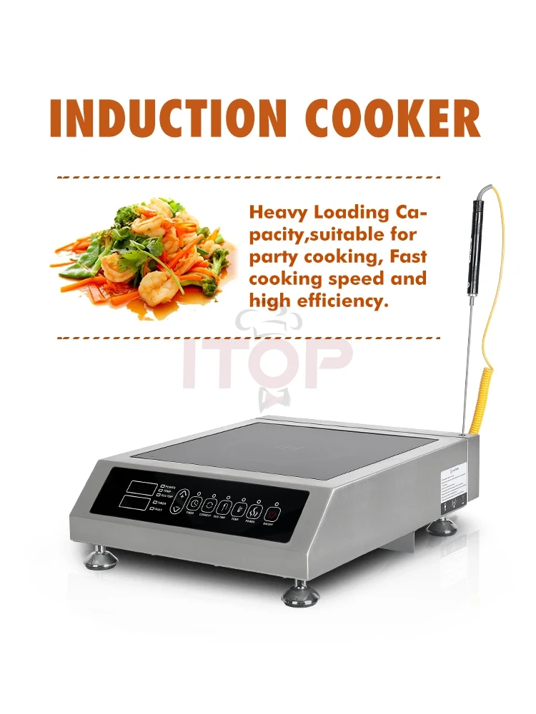 3.5kw Stainless Steel Electric Induction Cooktop Cooker Stove Restaurant Portable Induction Hob With Temperature probe needle