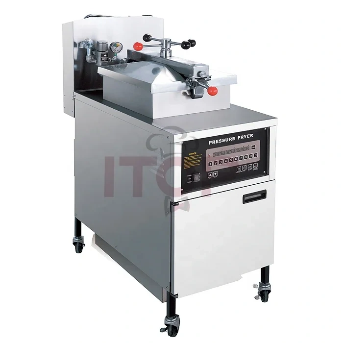 Computer Panel Commercial Stainless Steel Electric Gas Chicken Pressure Fryer With Oil Filting Machine