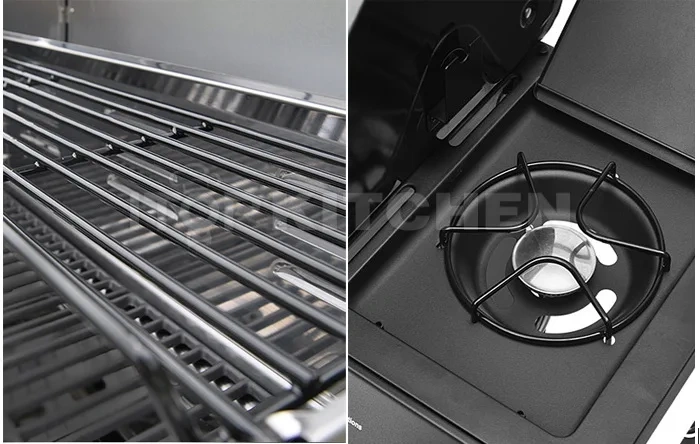 6 Burners Outdoor Garden Camping Square Barbecue Grill Smokeless Gas Bbq Machine Commercial Bbq Grill With Trolley