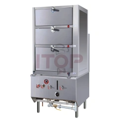 3 Drawer Gas Hot Seafood Steaming Cabinet Steamed Soup Steamed  Buns Stainless Steel Steaming Cabinet