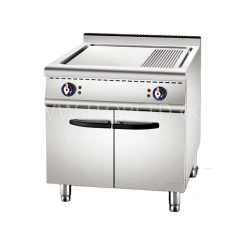 Commercial Freestanding Grill Griddle BBQ Stainless Steel Flat Grooved Top Barbecue Electric Griddle With Cabinet