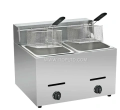 Commercial Countertop Gas Fryers Double Tank Lpg  Gas Chips Deep Fryer Machine For Fast Food Restaurant