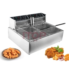 Factory Stainless Steel Electrical Commercial Double Tanks 6L+6L Electric Deep Fryer