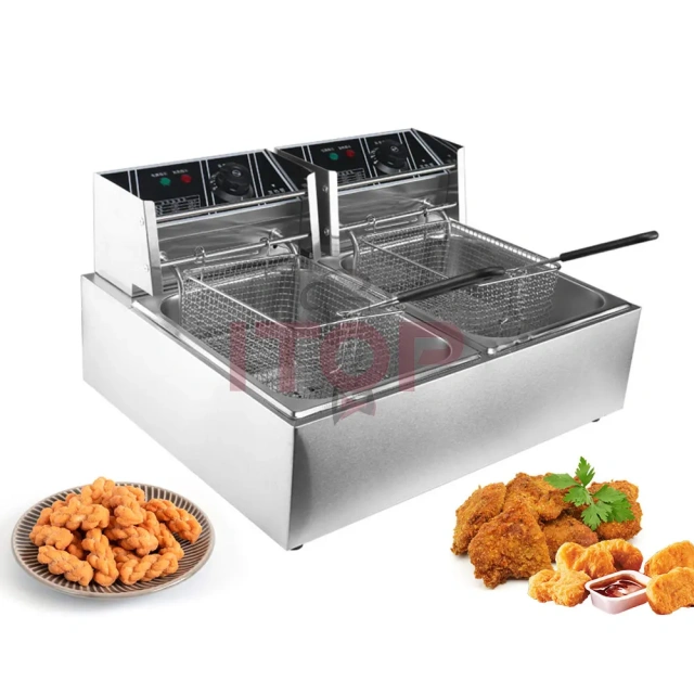 Factory Stainless Steel Electrical Commercial Double Tanks 6L+6L Electric Deep Fryer