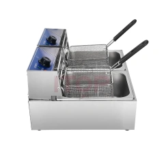 Tabletop Industrial Deep Fryer 2 Tanks 8L+8L 5kw Restaurant Chips Fryer Electric Commercial Frying Machine