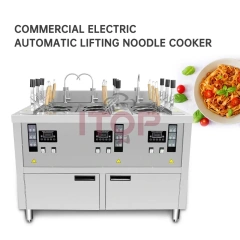 Digital Timing 9 Heads Automatic Lift-up Gas Noodle Cooker Pasta Cooking Machine