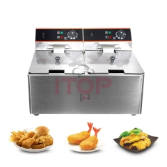 Factory Stainless Steel Electrical Commercial Double Tanks 6L+6L Electric Deep Fryer