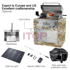 Large Outdoor Portable Camping Tabletop Full 304 Stainless Steel Built-in Charcoal Grill Bbq Gas Grills Family Barbecue Grill
