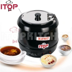 Commercial Soup Kettle With Hinged Lid And Detachable Stainless Steel Insert Pot For Restaurant 10.5 Quarts