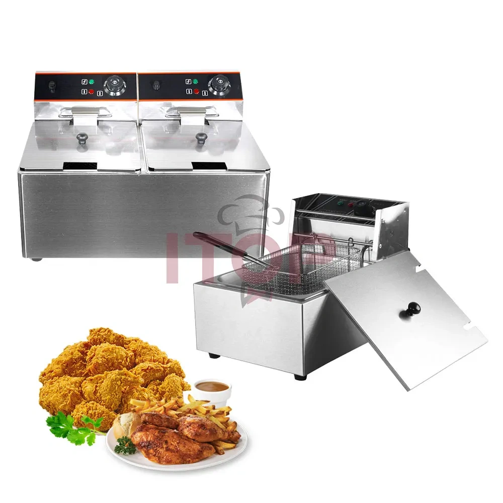 Factory Stainless Steel Electrical Commercial Double Tanks 6L+6L Electric Deep Fryer