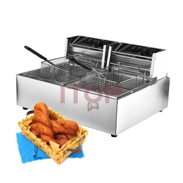 Factory Stainless Steel Electrical Commercial Double Tanks 6L+6L Electric Deep Fryer