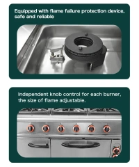 6 Burners Heavy Duty Commercial Hotel Cooking Equipment Gas Range Stove With Gas Oven