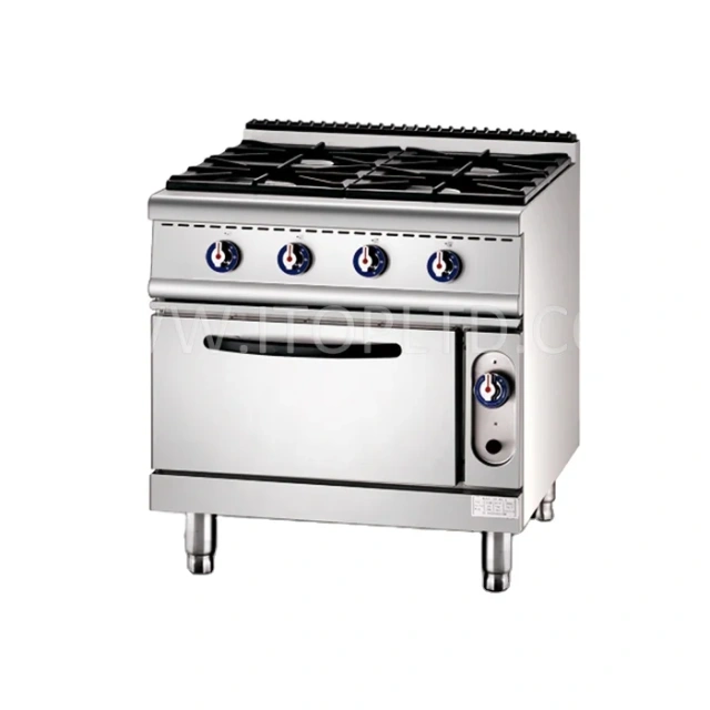 Hotel Restaurant Commercial Kitchen Equipment 4 Burners Gas Stove With Oven LPG NG Gas Cooker With Oven