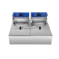 Tabletop Industrial Deep Fryer 2 Tanks 8L+8L 5kw Restaurant Chips Fryer Electric Commercial Frying Machine