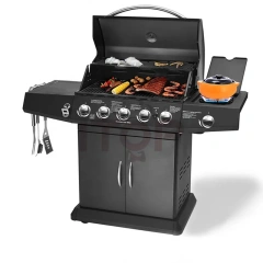 6 Burners Outdoor Garden Camping Square Barbecue Grill Smokeless Gas Bbq Machine Commercial Bbq Grill With Trolley