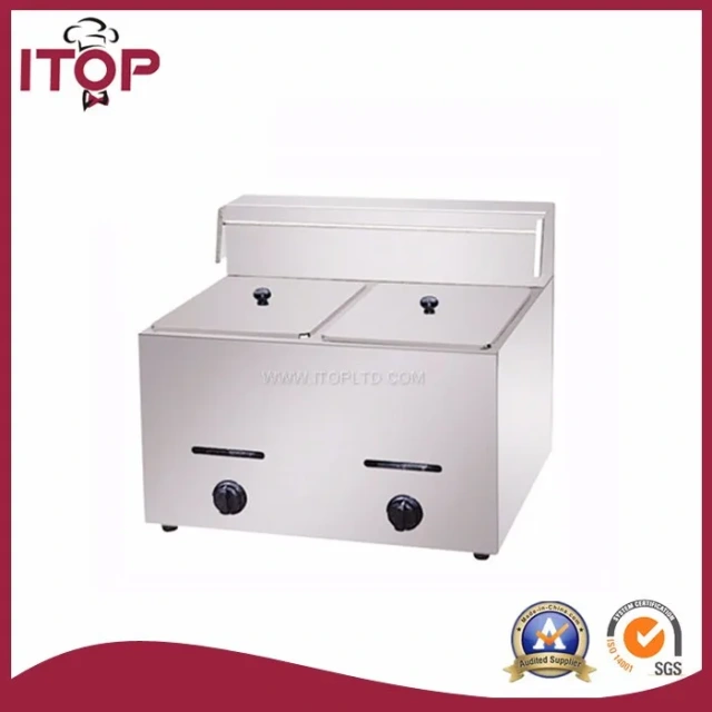 2-Tank 2-Basket Gas Deep Fryer With 2 Frying Baskets Stainless Steel Two Tanks Commercial Fryer For Restaurant
