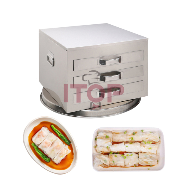Commercial Stainless Steel 3 Layers Vermicelli Roll Steamer Cabinet Machine Rice Noodle Rolls Making Machine