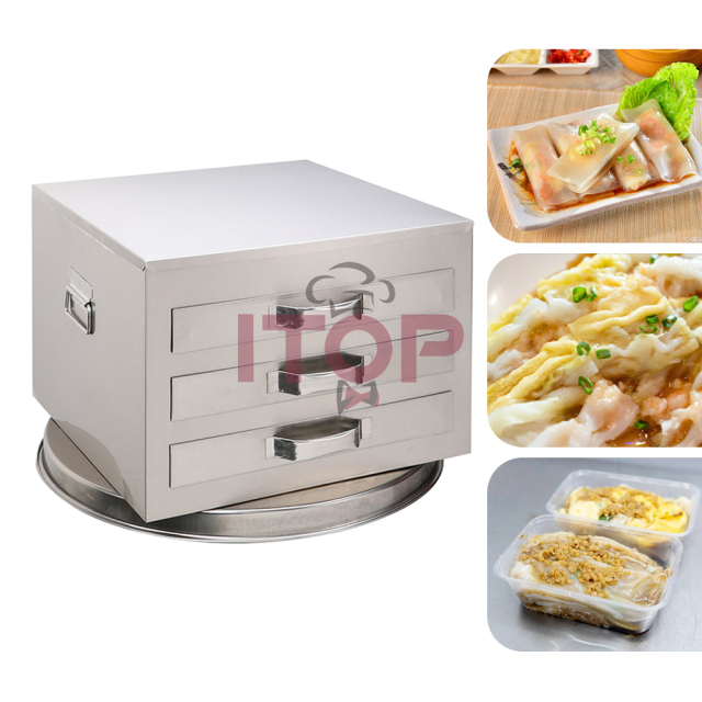 Commercial Stainless Steel 3 Layers Vermicelli Roll Steamer Cabinet Machine Rice Noodle Rolls Making Machine