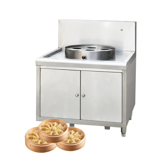 Commercial Chinese Kitchen Stainless Steel Dim Sum Pao Dumpling Gas Heating Steamer With 30 Pieces Burners Steam Engine