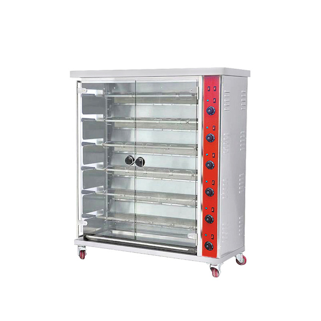 Stainless Steel Electric Gas Rotate Chicken Rotisserie Chicken Machine 6 Rods Grill Chicken Electric Oven