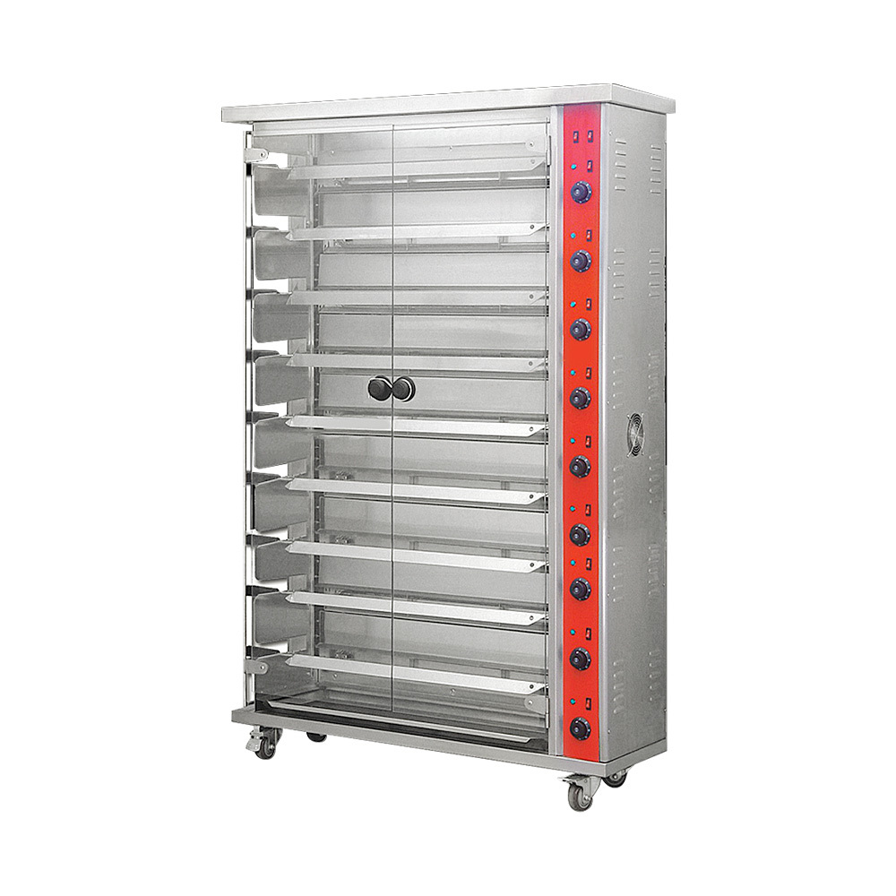 9 Rods Electric Gas Chicken Roaster Grill Machine Bbq Fish Chicken Rotisserie Oven