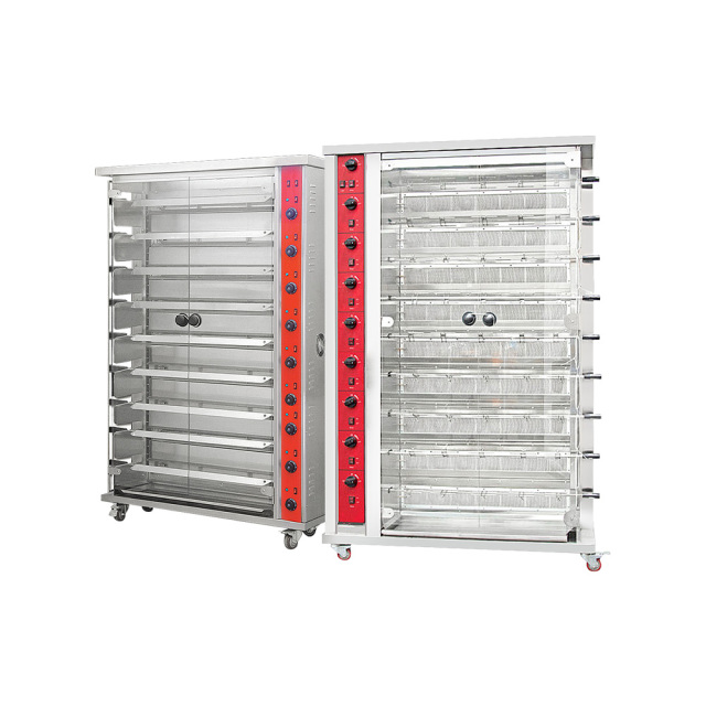 9 Rods Electric Gas Chicken Roaster Grill Machine Bbq Fish Chicken Rotisserie Oven