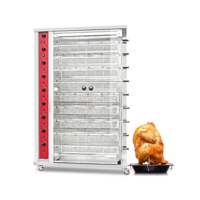 9 Rods Electric Gas Chicken Roaster Grill Machine Bbq Fish Chicken Rotisserie Oven