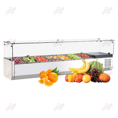 7 Pans 110v 220v Commercial Electric Salad Bar Refrigerator Counter Stainless Steel Counter Top Pizza Salad Display Cooler