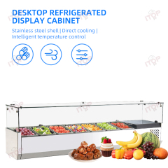 7 Pans 110v 220v Commercial Electric Salad Bar Refrigerator Counter Stainless Steel Counter Top Pizza Salad Display Cooler