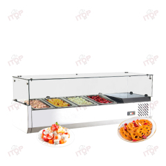 4 Pans Glass Salad Showcase Bakery Fruit Refrigerated Display Vegetable Display Refrigerator Cabinet