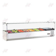 7 Pans 110v 220v Commercial Electric Salad Bar Refrigerator Counter Stainless Steel Counter Top Pizza Salad Display Cooler