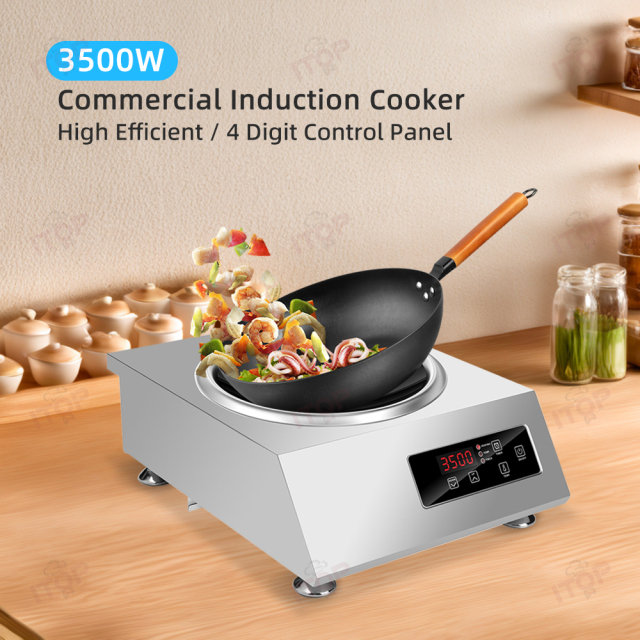 3500w Microcomputer Control Tabletop Stainless Steel Concave Induction Cooker Temperature Adjustment