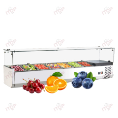 7 Pans 110v 220v Commercial Electric Salad Bar Refrigerator Counter Stainless Steel Counter Top Pizza Salad Display Cooler