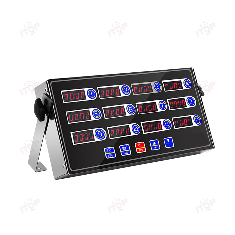 110v 220v Twelfth Channel Kitchen Timer Loud Alarm 12 Led Digital Timing Reminder Hamburger Shop Count Up Countdown Stopwatch