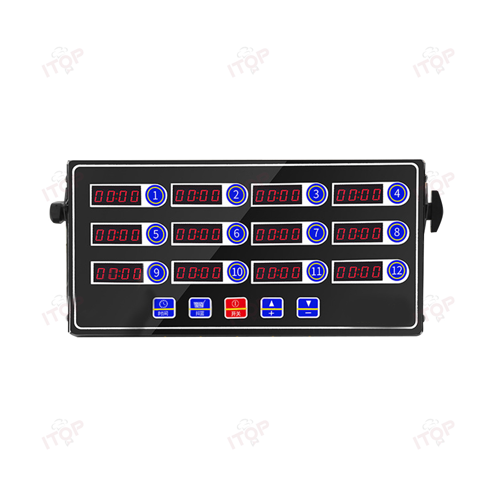 110v 220v Twelfth Channel Kitchen Timer Loud Alarm 12 Led Digital Timing Reminder Hamburger Shop Count Up Countdown Stopwatch