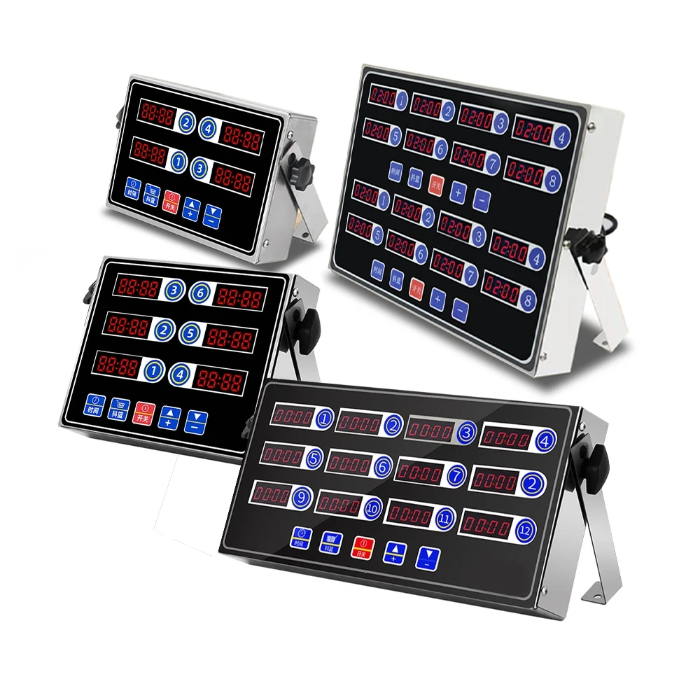 110v 220v Twelfth Channel Kitchen Timer Loud Alarm 12 Led Digital Timing Reminder Hamburger Shop Count Up Countdown Stopwatch