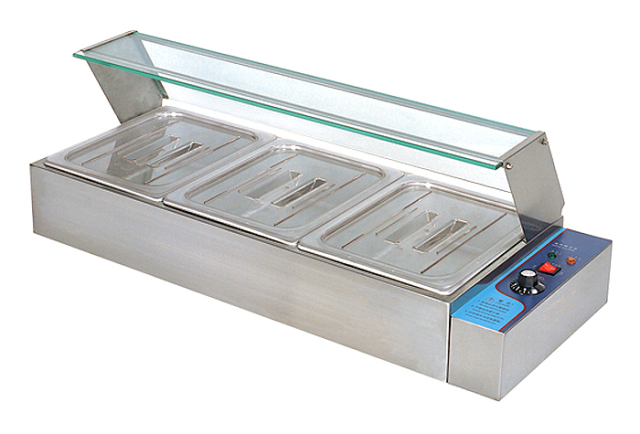 3 Pans Stainless Steel Electric Bain Marie With Tempered Glass Cover Display For Elegant Food Presentation In Restaurants