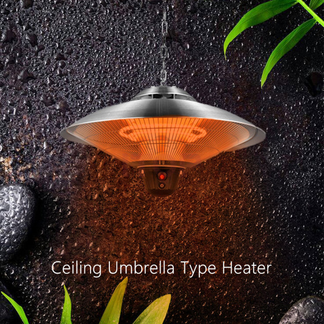 Patio Restaurant Coffee Bar Stainless Umbrella Type 1500w Remote Control Hanging Electric Heating Appliance Ceiling Heater
