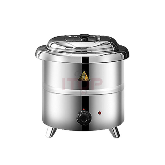 110v 220v 10L 13L Deluxe Electric Heating Round Countertop Soup Warmer With Thermostatic Controls Soup Kettle