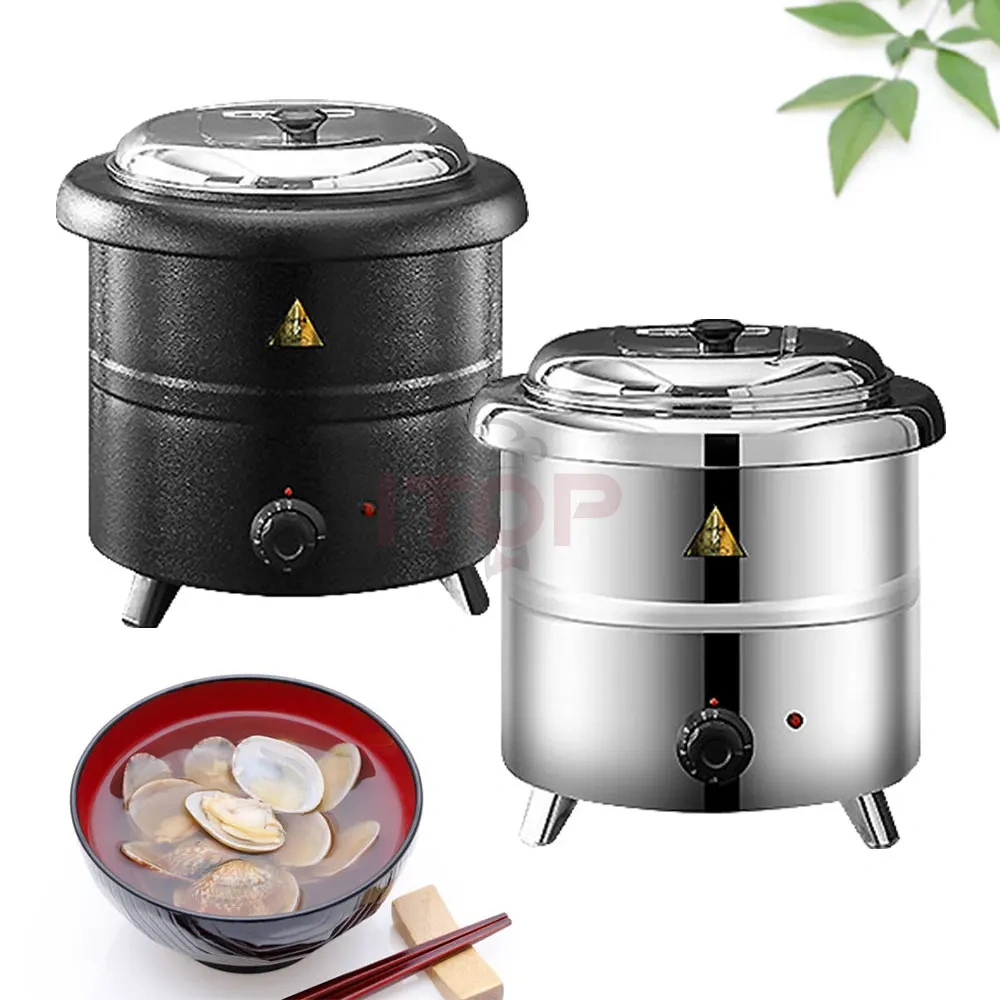 110v 220v 10L 13L Deluxe Electric Heating Round Countertop Soup Warmer With Thermostatic Controls Soup Kettle