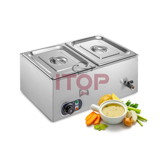 Stainless Steel 2 GN Pans Electrical Table Top Buffet Bain-marie Pot Food Warmer For Restaurant Buffet