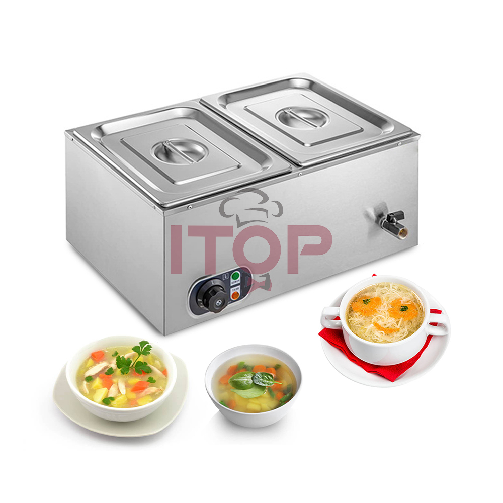 Stainless Steel 2 GN Pans Electrical Table Top Buffet Bain-marie Pot Food Warmer For Restaurant Buffet
