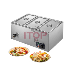 3 GN Trays Stainless Steel Electric Water Bath Bain Marie With Adjustable Temperature Controls