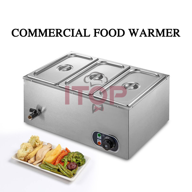 3 GN Trays Stainless Steel Electric Water Bath Bain Marie With Adjustable Temperature Controls