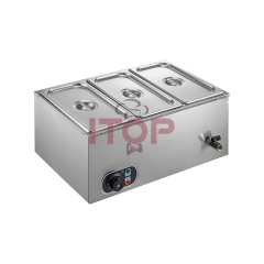 3 GN Trays Stainless Steel Electric Water Bath Bain Marie With Adjustable Temperature Controls