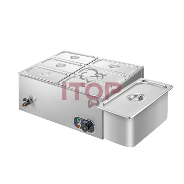 Buffet 6 Pans Stainless Steel Electric Bain Marie Food Warmer Water Bath Chocolate Pot With Temperature Control