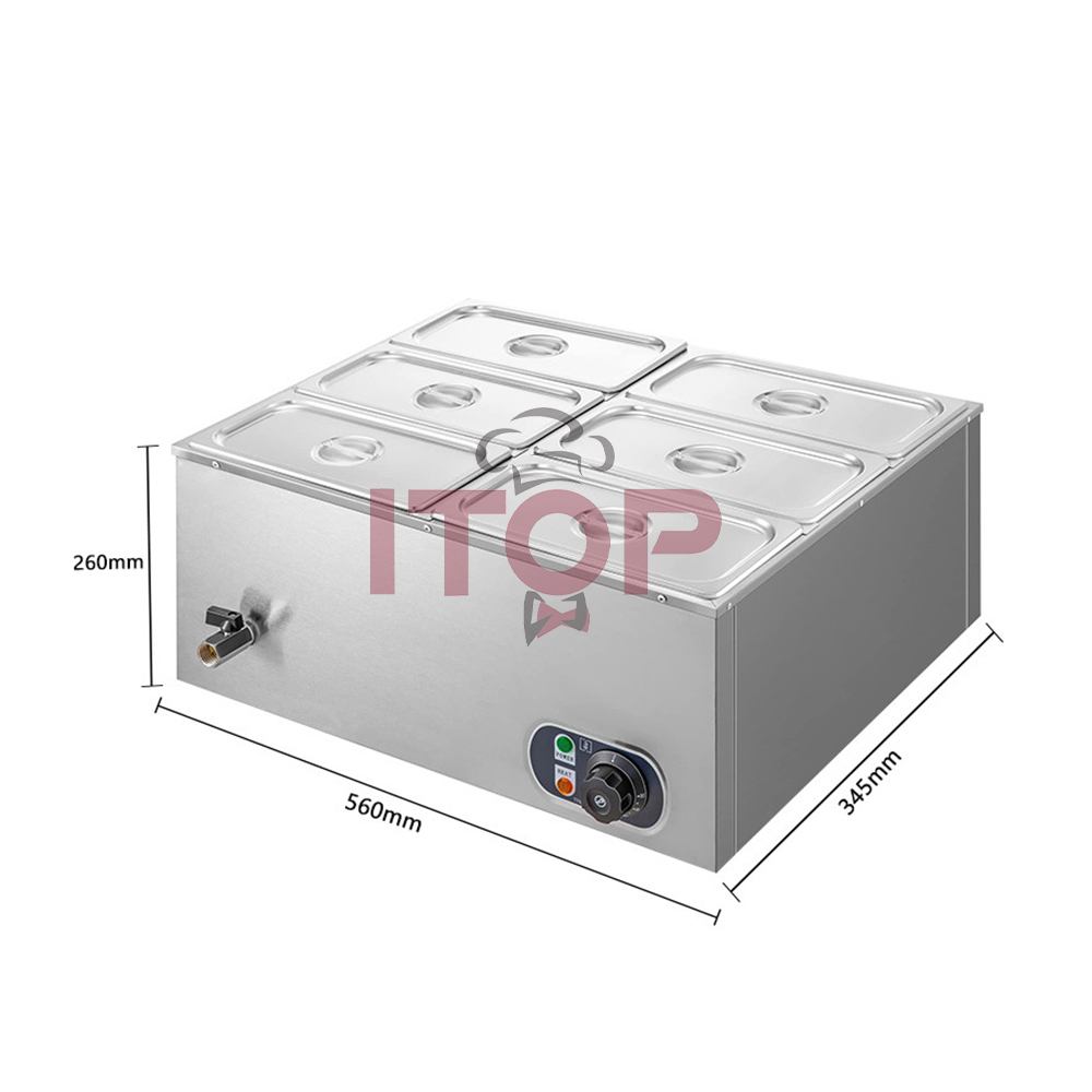 Buffet 6 Pans Stainless Steel Electric Bain Marie Food Warmer Water Bath Chocolate Pot With Temperature Control