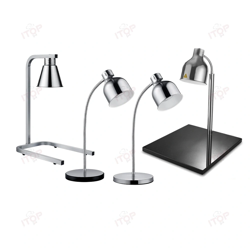Stainless Steel Body Heating Infrared Food Warmer 2-lamp Heater Food Warming Lamp Double Bulb Warming Station