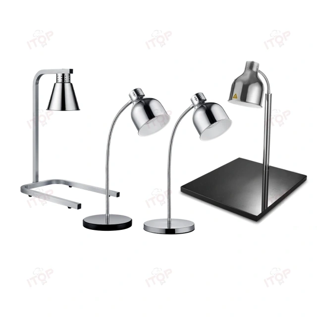 Stainless Steel Body Heating Infrared Food Warmer 2-lamp Heater Food Warming Lamp Double Bulb Warming Station